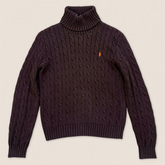 Ralph Lauren Sweaters - Y2K Ralph Lauren Sport 100% Cotton Turtleneck Sweater Brown - Size Medium